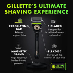GilletteLabs Exfoliating Bar Razor Black and Gold Edition (2 Count + Handle + Stand)